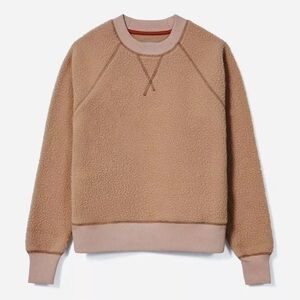 Everlane Womens ReNew Fleece Raglan Sweatshirt Crewneck Teddy Pullover Camel XS